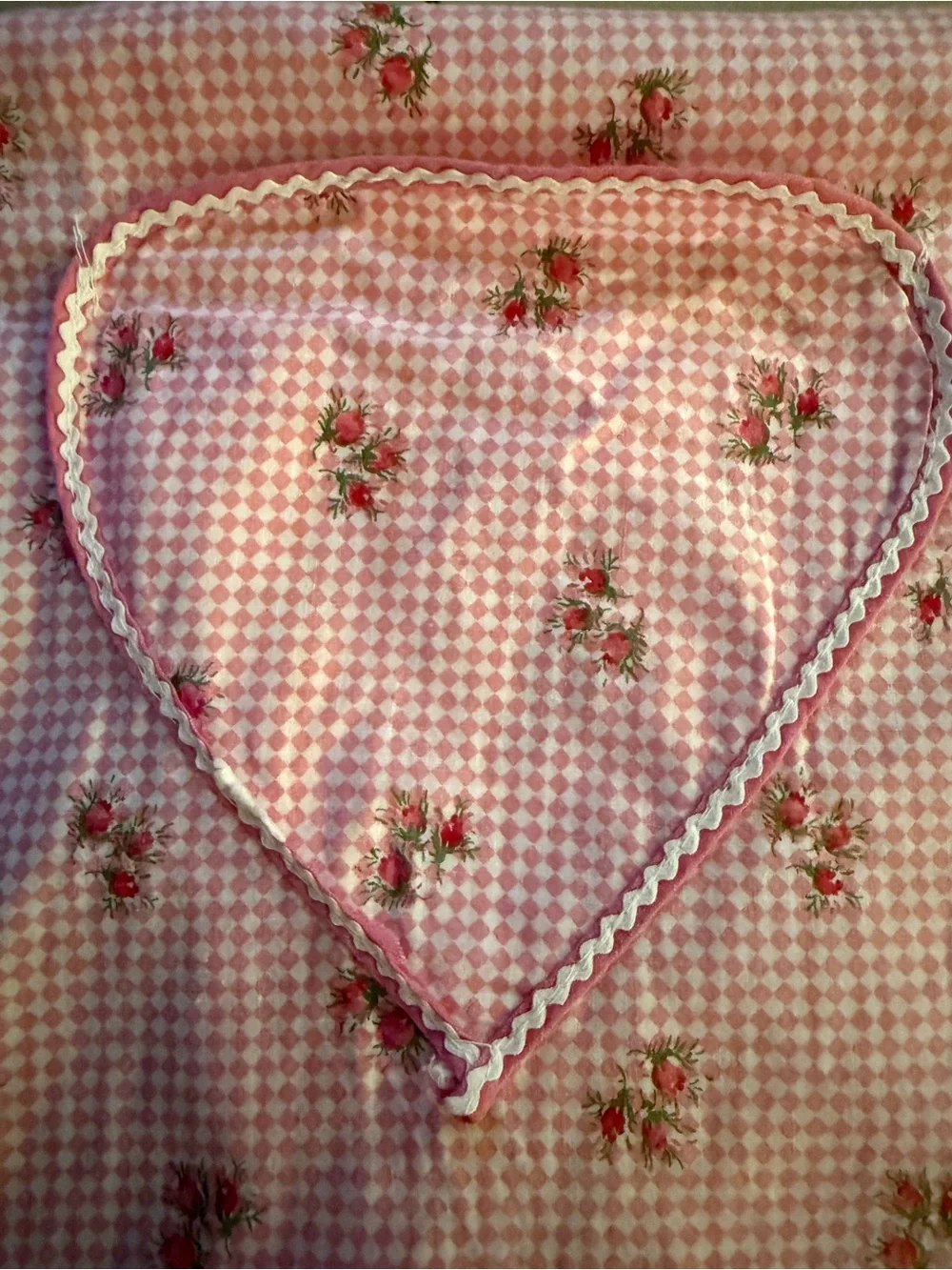 Early 1900’s Pink Floral Checkered Apron